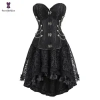 Women's Sexy Gothic Victorian Steampunk Corset Dress Leather