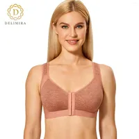 DELIMIRA Women's Front Closure Posture Wireless Back Support Full Coverage  Bra Plus Size