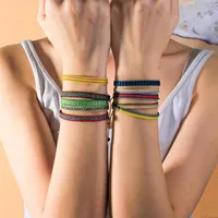 12 colori boemia amicizia braccialetto nappa per donna moda corda di cotone  tessitura estate spiaggia Boho