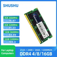 Shushu Memoria RAM DDR4 8 Go 4 Go 16 Go 2133MHz 2400MHz 2666MHz 3200MHz PC4-17000 19200 21300 25600 SODIMM DDR4 RAM RAMOR MÉMOIRE