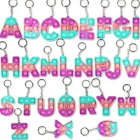 26 Letters & Numbers Sensory Fidget Pop Bubble Poppers Key Ring Alphabet Shape Push Bubbles Popper Board Keychain Finger Puzzle Ch189g