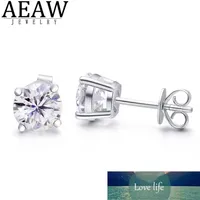 AEAW Round Moissanite Cut Total 2 00ct 6 5mm Diamond Test Passed Moissanite Silver Earring Jewelry Girlfriend Gift2589