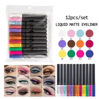 Handiyan 12 Colors Matte Liquid Eyeliner Pen Set Waterproof Long Lasting Quick Dry Eye Liner Bright Color226M