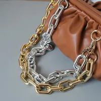 Bag delar Tillbehör Vintage Woman Accessory Löstagbar ersättningskedja Solid Gold Silver Wide Acrylic Strap Women Shoulder H218Y