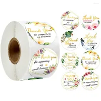 Jewelry Pouches Thank You Sticker Gold Foil Sealing Labels 500pcs roll 1 Inch Floral Tags For Supporting Business Gift Box Package Decor