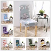 Chair Covers Modern Print Spandex Elastic Stretch Polyester Dining Room Seat Protective Removable For Wedding Banquet Slipcovers