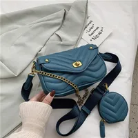 HBP Handbag 2-piece set texture popular small bag female 2021 new trendy fashion design shoulder bag high-quality chain messenger 225p