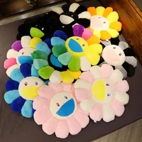 Nouveau oreiller décoratif kawaii sourire soleil fleur de fleur en peluche pelucheuse poupée douce chat canapé canapé-coussin