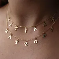 Eerste letter kettingnaam Choker 14k goud gevulde sieraden nummer hangers collier femme kolye sieraden boho ketting voor vrouwen q0221e