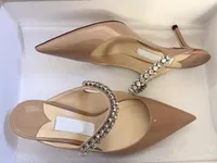 23S Luksusowe kobiety ślizgowe sandałowe szkiełka bing 65 mm i pasek strastyczny kryształowe patentowe buty skórzane rhinestone sztyletowe obcasy sandały 35-43