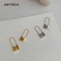 Hoop Huggie Peri'Sbox Unique Design Gold Lock oorbellen voor vrouwen Kleine veiligheidsspeld Hoop Minimale sieraden1235D