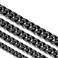 Chains Stainless Steel Miami Cuban Link Necklaces Black For Men Women Basic Punk Jewelry Choker 3MM 5MM 7MM 13MM249p