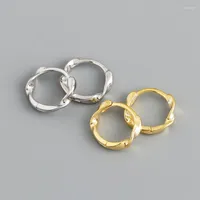 Orecchini a cerchio 925 Sterling in argento minimalista intrecciato geometrico non appalto di gioielli placcati in oro spessa per donne 2023