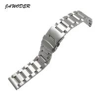 Jawoder Watch Band 18 20 2224mm Men Pure Solid Solid Stainless Steels Steel Brushed Watch Strap Deplypily Backle Bracelets3026