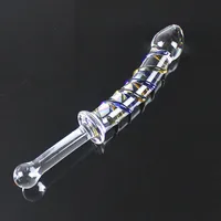 Big Pyrex Glass Dildo Glass Artificial Penis Dick Double Ended Huge Long Crystal Dildo Penis Anal Beads Butt Plug Sex Products Y1810230220S