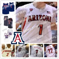 Kolej Basketbol Giyiyor Özel Arizona Wildcats 2020 Basketbol Kırmızı Donanma Beyaz 0 Josh Green 1 Nico Mannion 22 Zeke Nnaji Erkek Gençlik Çocuk Jersey 4xl