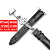 Cinturini in pelle autentica per Apple Watch Ultra 49mm banda 41mm 45mm 44mm 40mm 2mm 38mm coccodrillo coccodrillo coccole Bracciale Fit iwatch Series 8 7 6230k