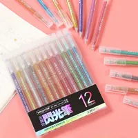 12 renk/set parıltılı jel kalemler okul için set yetişkin boyama kitabı dergiler çizim sanatı işaretleri promosyon kalemi