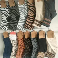 13 Colors Leopard Print Socks Accessories For Girls Woman Autumn And Winter Warm Mid-waist Sock Animal Textured Women Socks