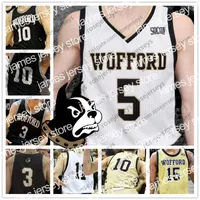 College basketbal draagt ​​op maat gewofford terriers college basketbal zwart goud wit elke naam nummer #3 Fletcher Magee 33 Cameron Jackson 10 Nathan Hoover Jerseys