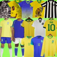 1970 PELE Brazils Soccer Jerseys Santos 2022 Homens Kit Women Women Brasil Retro 1957 Vini Jr Alisson 22 23 Camisetas de manga longa de Futbol 2023 Camisas de futebol de goleiro