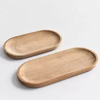 Solid Mini Oval Wood Tray 18CM Small Wooden Plates Children&#039;s Whole Fruit Dessert Dinner Plate Tableware 0102