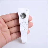Rree Hjt Whole Modern Novelty Square Smoking Pipes White Natural Turqoise Crystal Quartz Tobacco Wands Pipes Healing Pouch241Q