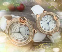 Round roman diamonds ring watch 38mm 33mm women men leather belt quartz fashion watches auto date tank series male gifts Rose Gold Leisure all the crime wristwatch