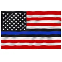 3x5 ft Blue Line American Flag Blue Lives Matter Law Enforcement Police Officers Vivid Color Fade Resistant Double Sides 90x150cm med mässing Grommets i Parade Decor