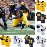 Ksn Custom Michigan Wolverines 2019 Football Any Name Number Jersey White Navy Blue Yellow Winovich Brady Patterson Collins Hudson NCAA 150TH
