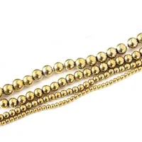 Cadenas CKYSEE One Piece Collar redondo dorado Material de hematita Tamaño 4 6 8 10 mm Cadena de cuello para mujeres para joyas de bricolaje264E