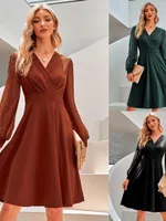 Robes décontractées 2023 Automne Femmes Jobir Joupes élégantes manches longues Fashion coréenne Pure Couleur imprimée Vestidos de Manga Larga Robes