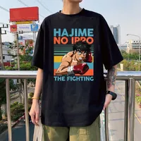Erkek Tişörtleri Yüksek Kaliteli Erkekler Moda Hip Hop Harajuku Hajime Ippo Pamuk Gömlek
