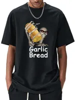 Men&#039;s T-Shirts Garlic Bread Men T Shirt Graphic Vintage Cotton When Ur Mom Com HOM N Maek Hte Unisex Summer Women Tshirts Loose Streetwear T230103