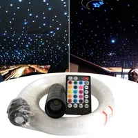 RGB Fiber Yıldız Işığı tavan seti 300 400 Strands Ses Kontrolü 6W LED Fiber Optik Işık Kiti CAR279L