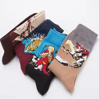 Erkek Çorap Moda Serin Sıradan Sanat Çorap Unisex Erkek Kadın Pamuk 3d Baskı Kış Kış Komik Yenilik Yıldızlı