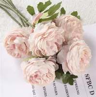 Single Stem Silk Rose Flowers Artificial Tea Poney Roses Fake Flower for Christmas Wedding Anniversary Valentine's Day Home Decoration