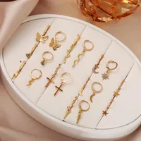 Stud -oorbellen 9 paar legeringen set mode Koreaanse eenvoudige geplande oor clip studs voor vrouwen sieraden verjaardagscadeau