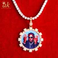 Aokaishen Custom Po Necklace for Men Picture Medallion Pendant Real Gold Plated Hip Hop Jewelry Iced Out 2022 Trend2148