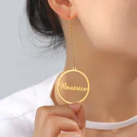 Charm Sipuris Stainless Steel Long Chain Big Hoop Personalized Custom Name Earrings for Women Fashion Jewelry Accessories Gift 230103