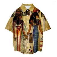 Men&#039;s Casual Shirts Men&#39;s Summer Shirt Camisas De Hombre Camisa Masculina Ancient Egyptian Frescoes Print Boutique Original