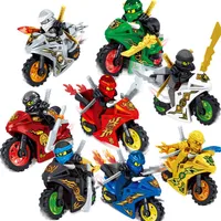 8pcs Lot Phantom Ninja Tornado Motorcycle Chariot Vehicle Kai Garmadon Cole Ninja Mini Toy Figure Building Blocks Brick With Sword211t