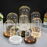 Dome Display Duft Kerzen klare Cloche Glass Glockenglas mit Holzbasis mehrerer Größe Dekoration für Kerze 0103