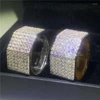 Cluster anneaux du design de luxe HEXAGON RONNE 925 argent sterling complet 260pcs cz fiançailles