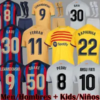 22 23 Pedri Gavi voetbalshirts Lewandowski FC Ferran Camiseta de futbol Eric Barca Raphinha 2022 2023 Ansu Fati voetbalshirt Roberto Barcelona Kits Kids Sets