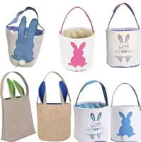 Easter Eggs Hunt Basket Festive Canvas Bunny Bags Rabbit Fluffy Tails Tote Bag Party Celebrate Decoration Gift Toys Handbag 0103