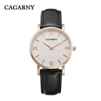 CAGARNY Women Watch Designer Fashion Casual quartz Watches Leather Strap Gold