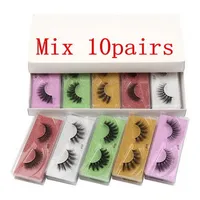 3D lashes Color Eyelashes Packaging Box Colored Bottom Card Lash Cases with Curler and Tweezer Natural Thick Exaggerated Makeup False Eyelash Extension Supply