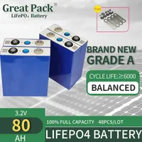 Rechargeable 16PCS 3.2V 80Ah Brand New Grade A LiFePO4 Battery Cell Deep Cycle 100% Full Capacity Lithium Ion Solar Power Bank