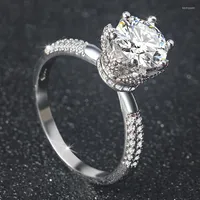 Wedding Rings 2023 Silver Color Trendy Luxury Engagement Ring For Women And Ladys Love Girl Finger Moonso Jewelry R4894